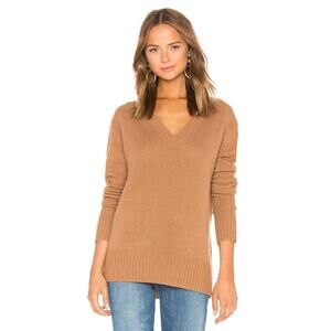 360 Cashmere Runa V Neck Cashmere Sweater Pullover Vicuna Camel Brown Ta…